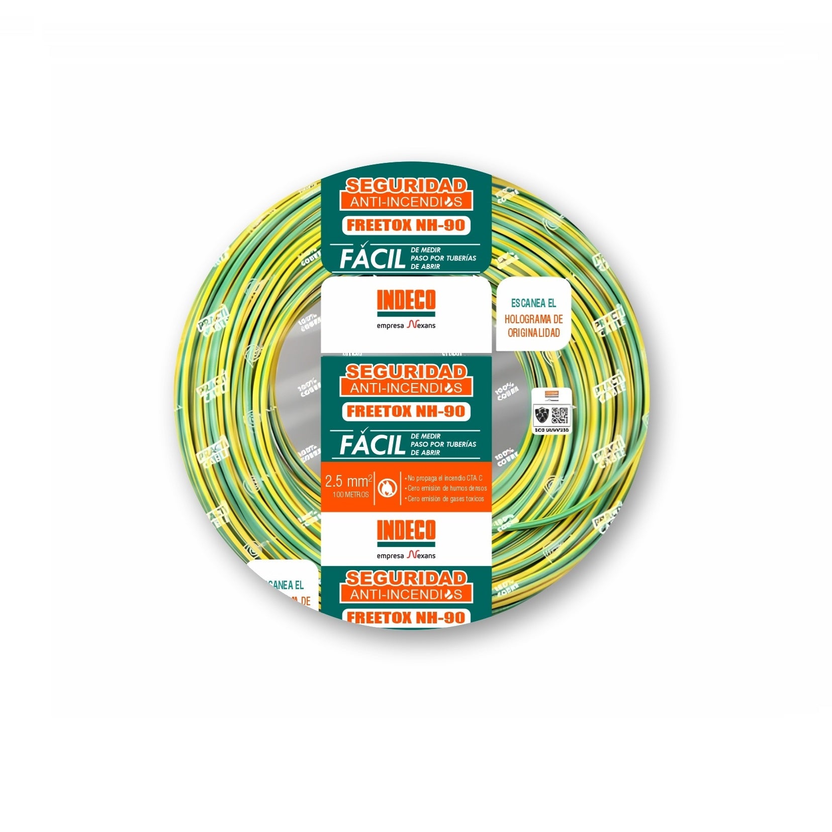 Cable NH-90 2.5mm2 750V Libre Halógeno Amarillo/Verde