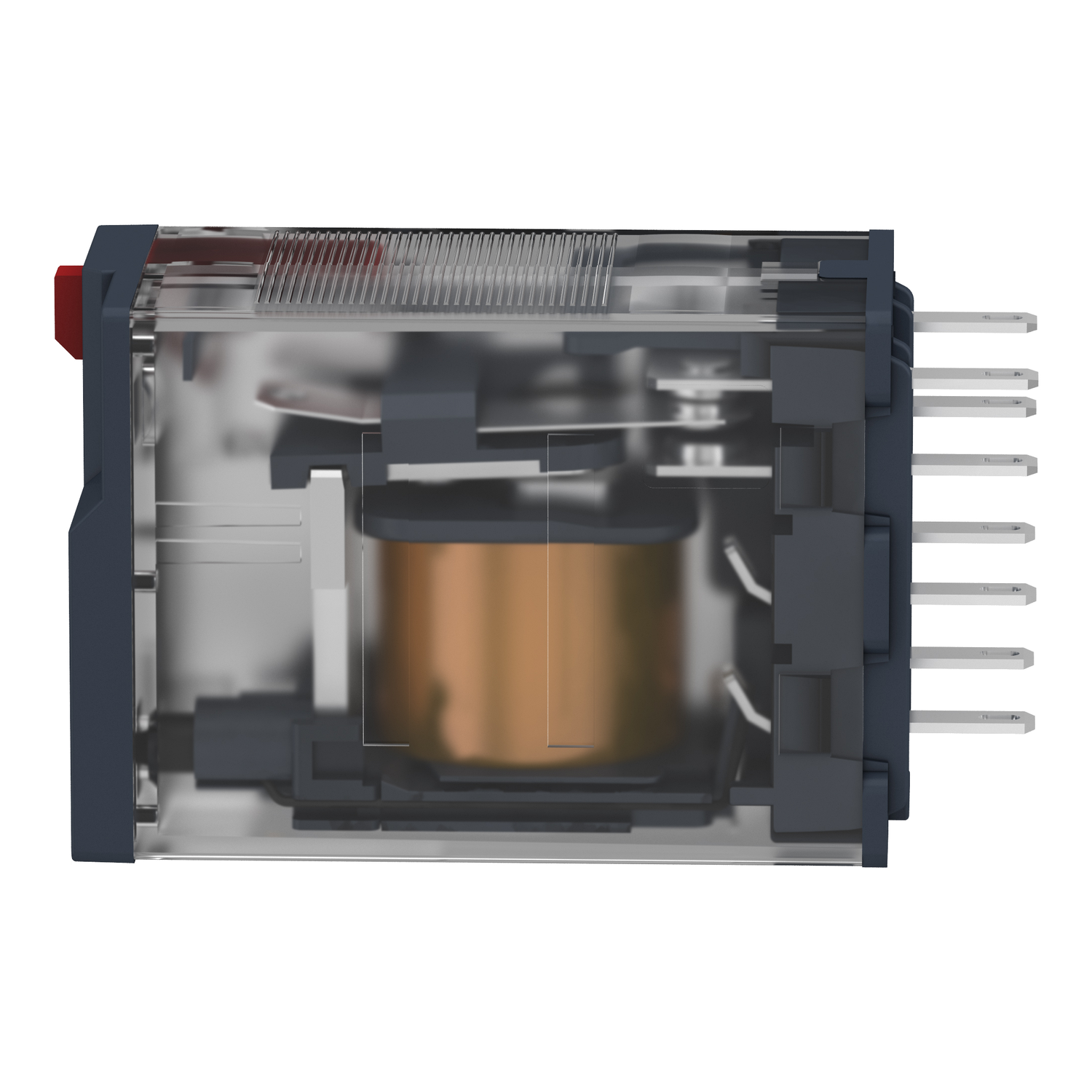 RXM4AB1P7 Relé miniatura, 6A, 4 CO, con boton de prueba bloqueable, 230 V CA Schneider