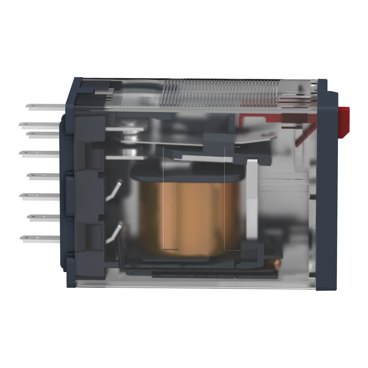 RXM4AB1P7 Relé miniatura, 6A, 4 CO, con boton de prueba bloqueable, 230 V CA Schneider