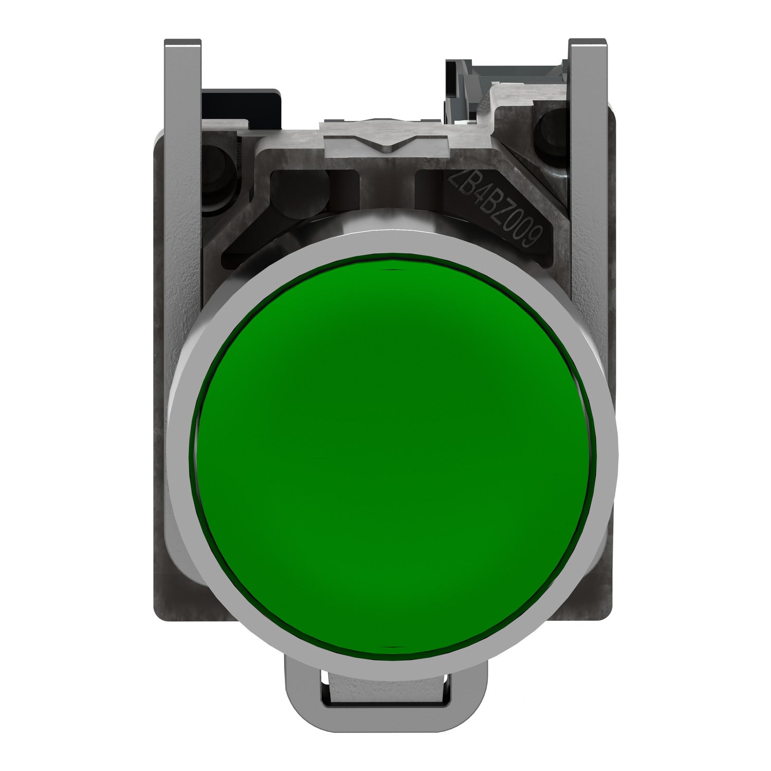 XB4BA31 Pulsador rasante, metalico, Ø 22mm, verde, retorno por resorte, 1NA Schneider