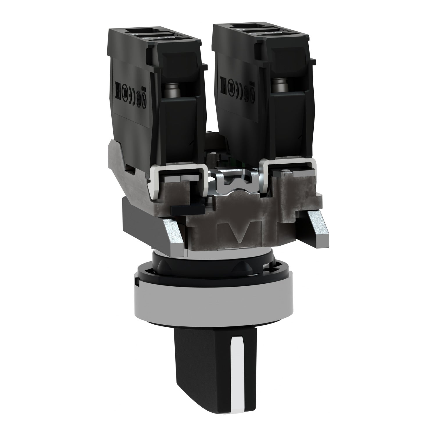XB4BD33 Selector metalico, 3 posiciones, Ø 22mm, negro, 2NA Schneider