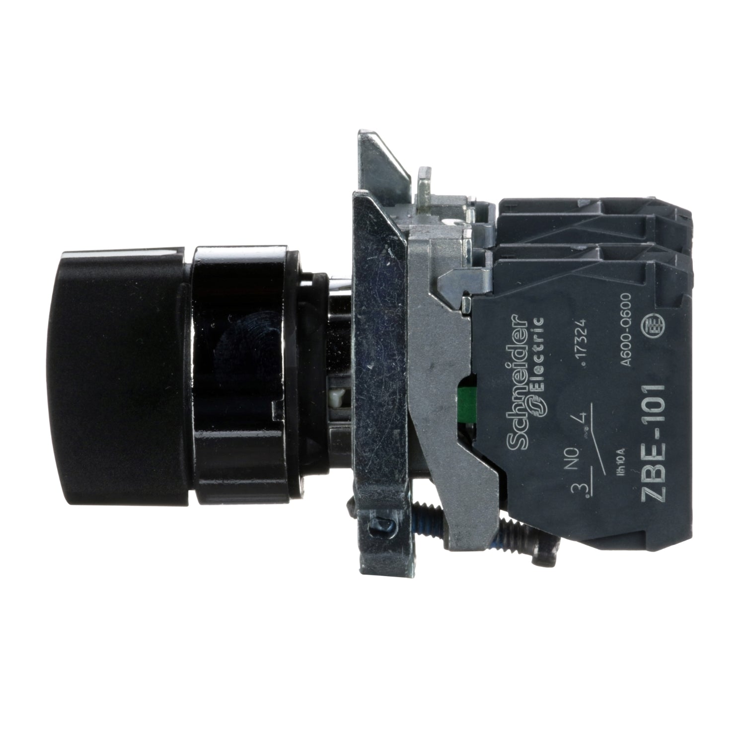 XB4BD33 Selector metalico, 3 posiciones, Ø 22mm, negro, 2NA Schneider